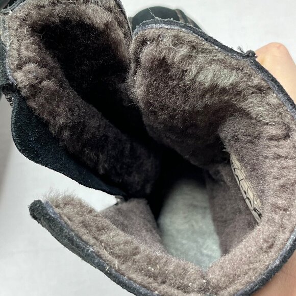 Pajar Wedge Suede Ankle Boots Black Contrast Stitch Shearling Lined Zipper‎ 8.5 - Picture 13 of 15